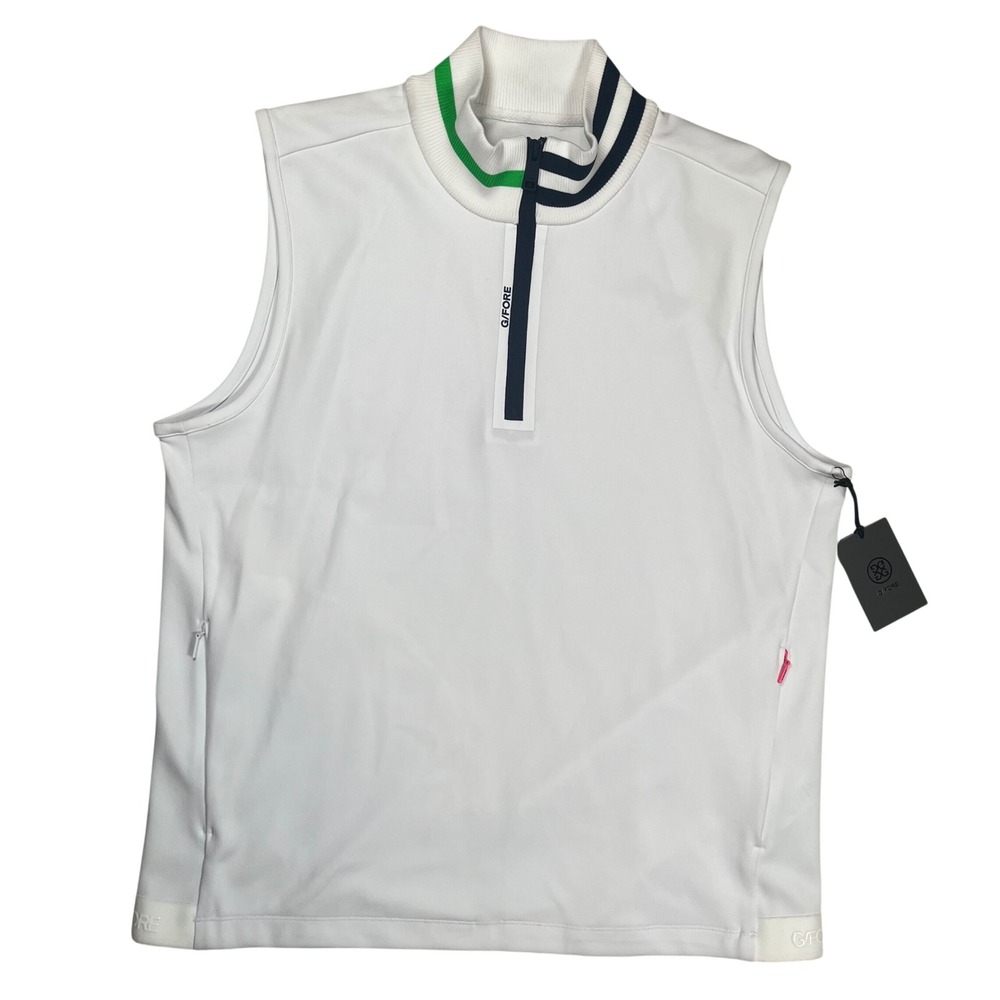 New G/FORE Double Knit Pique Vest Mens Large White Quarter Zip‎ Neck Golf NWT